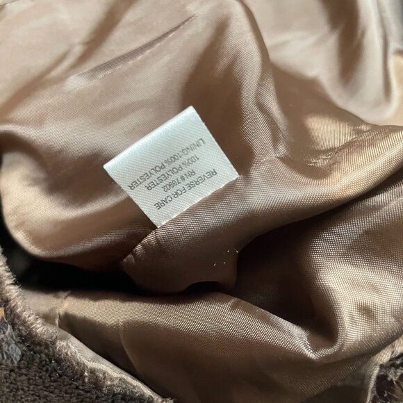 Erin London Vest L Brown Velvet Full Zip Metallic Warm Pockets Cozy Office Work - Picture 11 of 13